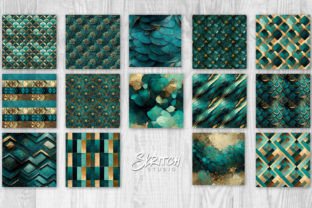 Super Luxe Teal and Gold Digital Paper Graphic by skritchstudio ...