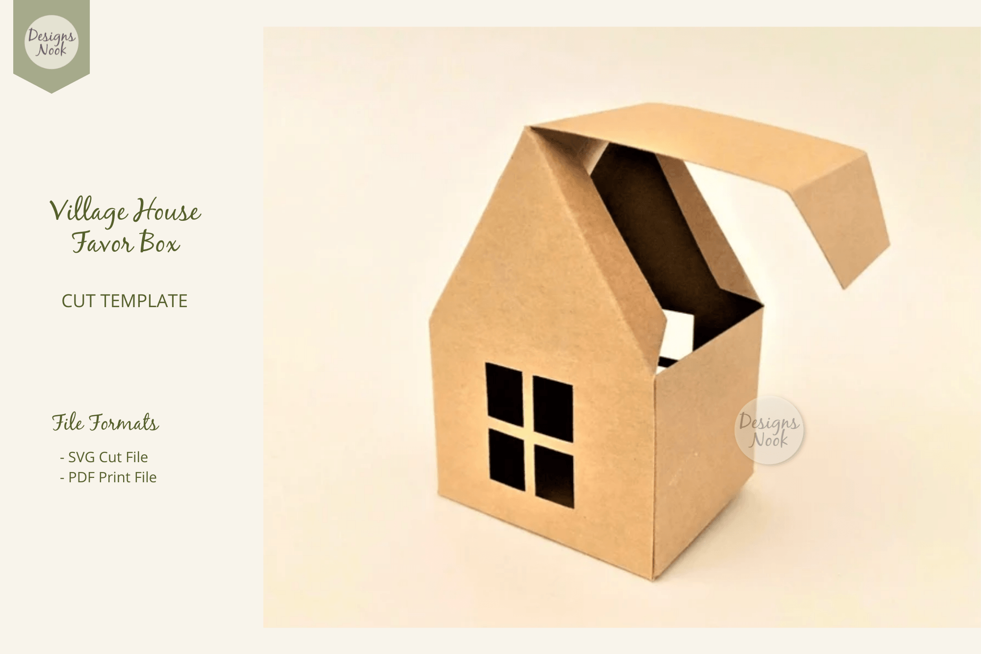 Village House Template Favor Box SVG PDF