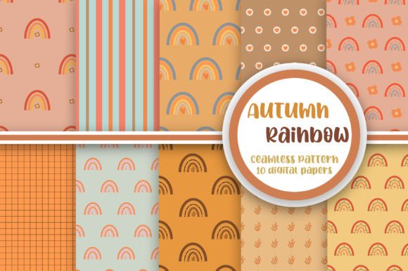 Autumn Rainbow Seamless Pattern Graphic by PearlyDaisy · Creative Fabrica