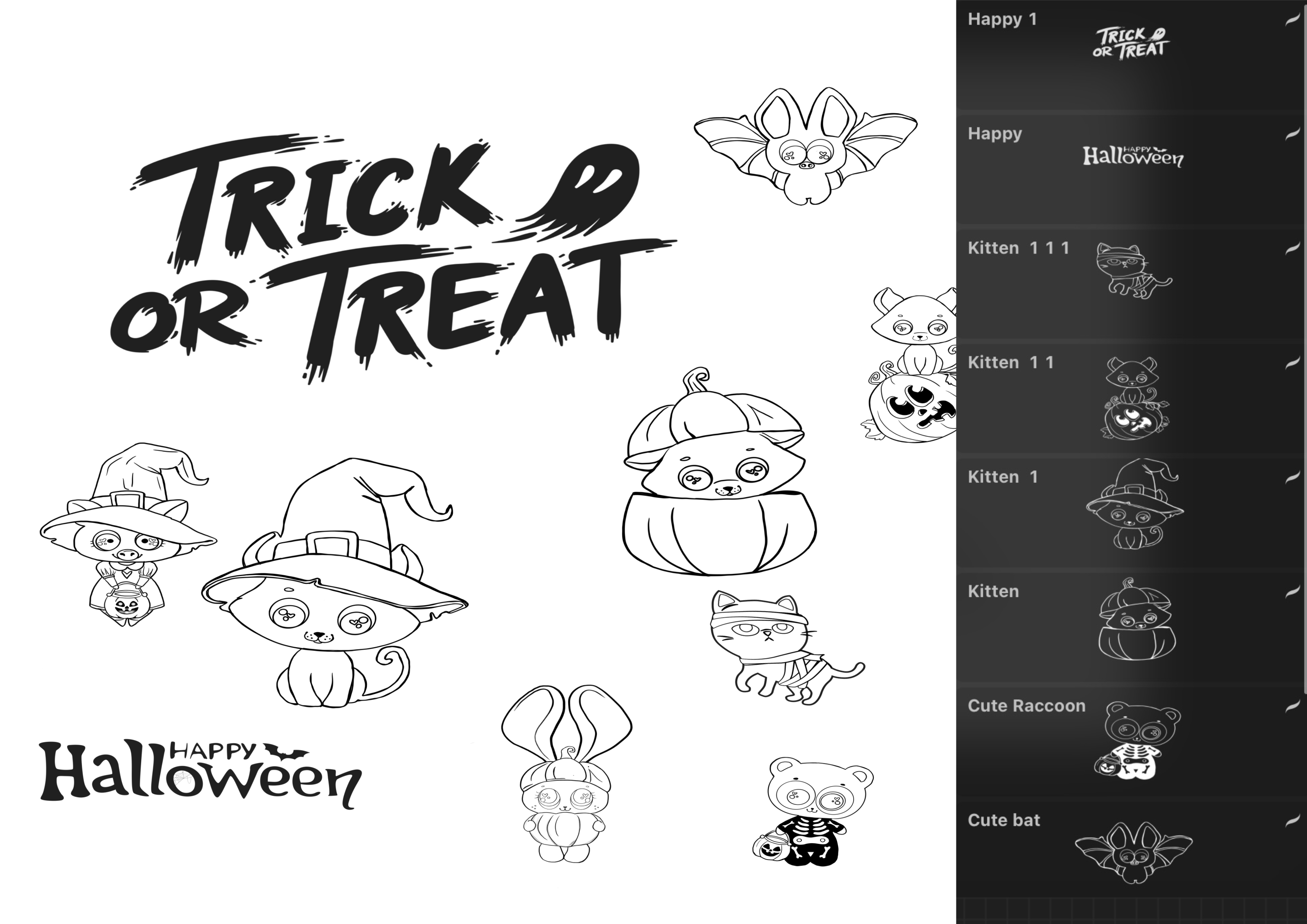 Cute Halloween Stamps for Procreate Graphic by EvoNova art · Creative ...