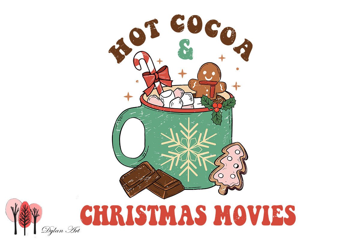 Hot Cocoa & Christmas Movies Retro Graphic by DylanArt · Creative Fabrica