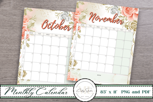 Monthly Calendar Graphic by ML Crafty Studio · Creative Fabrica