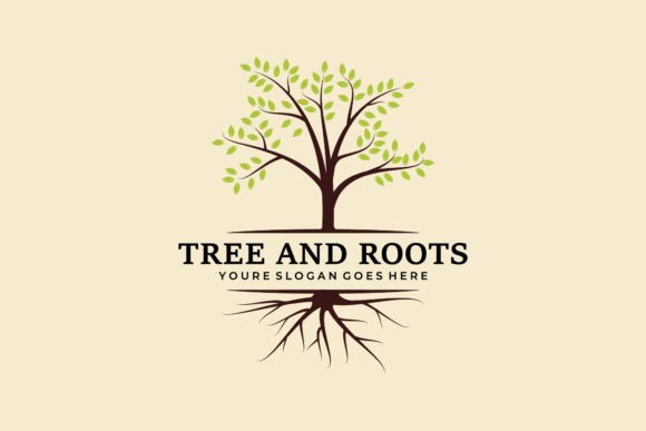 Tree and Roots Logo Vector Illustration