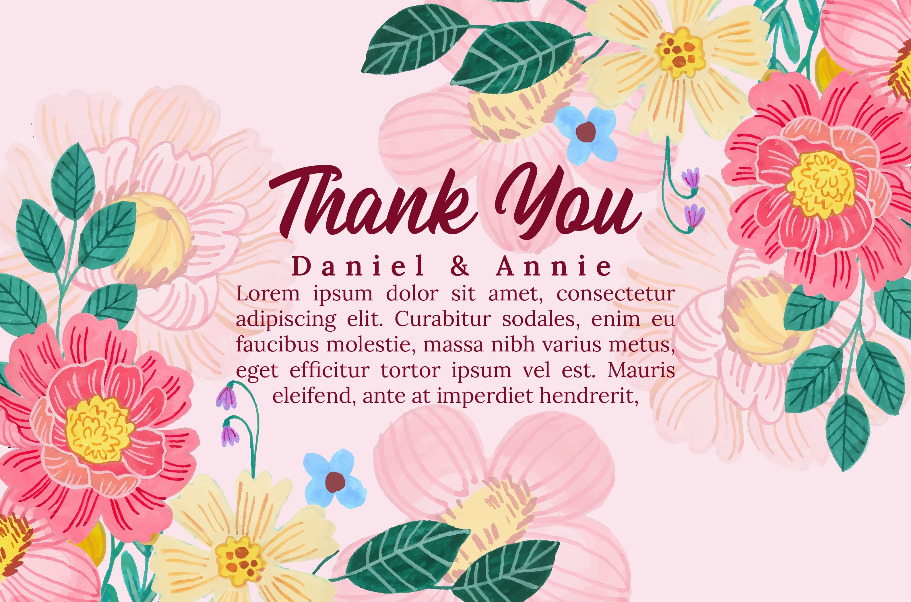 Watercolor Flower Thank You Card Graphic by ian_2201 · Creative Fabrica
