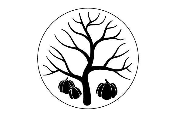 Fall Tree and Pumpkins - Round Coaster Design