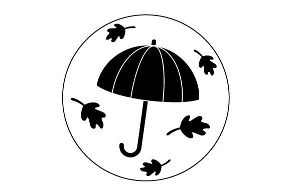 Fall Umbrella and Leaves - Round Coaster Design