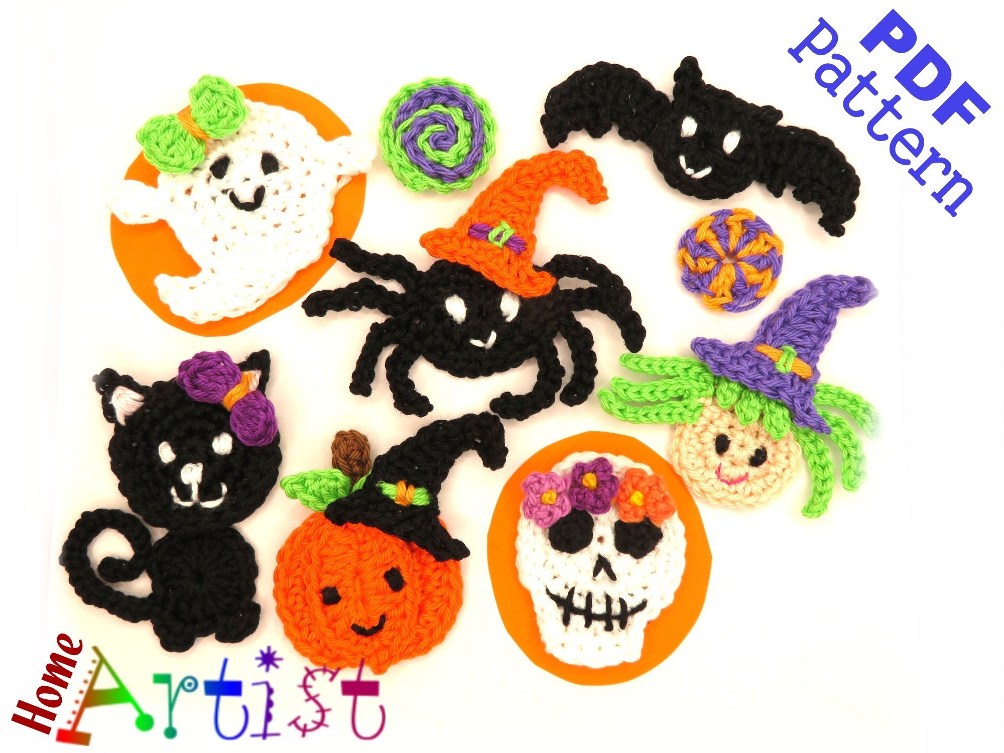 Halloween Set Crochet Applique Pattern