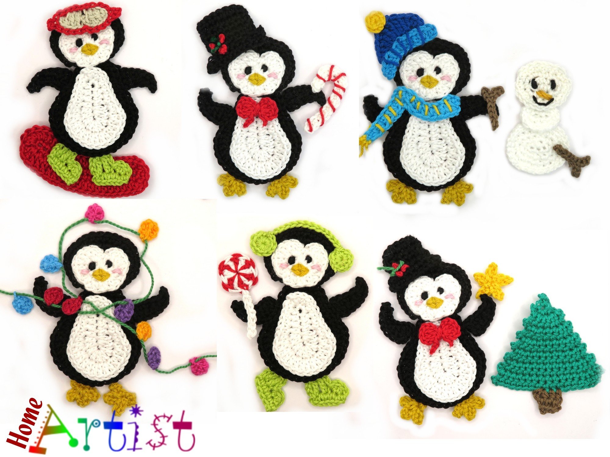 Penguin Set Crochet Applique Pattern