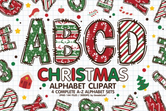 Christmas Alphabet Letters Sublimation Graphic Illustrations By GoodsCute