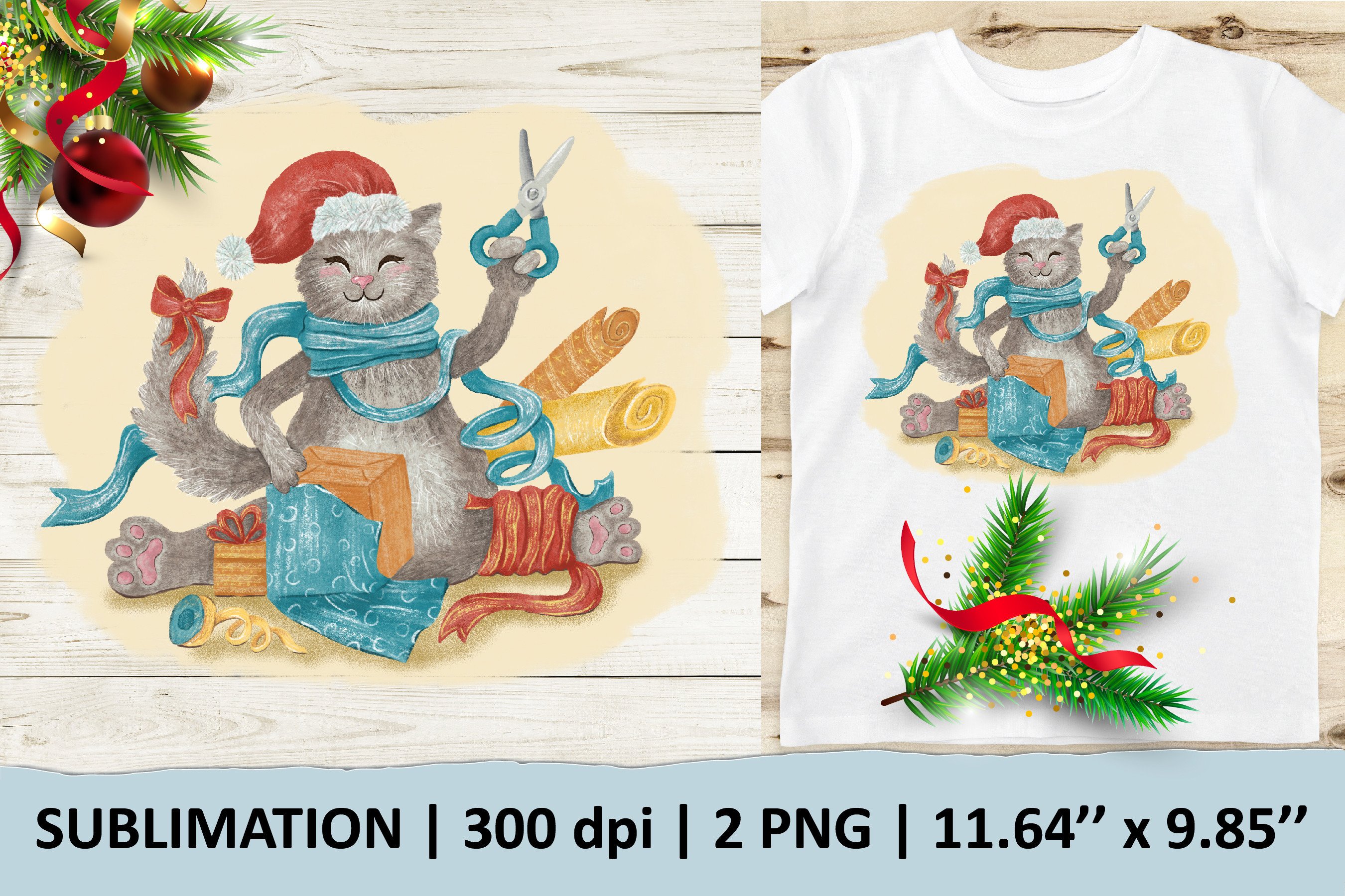 Christmas Cat Sublimation Design. Graphic by VaraNa Art · Creative Fabrica