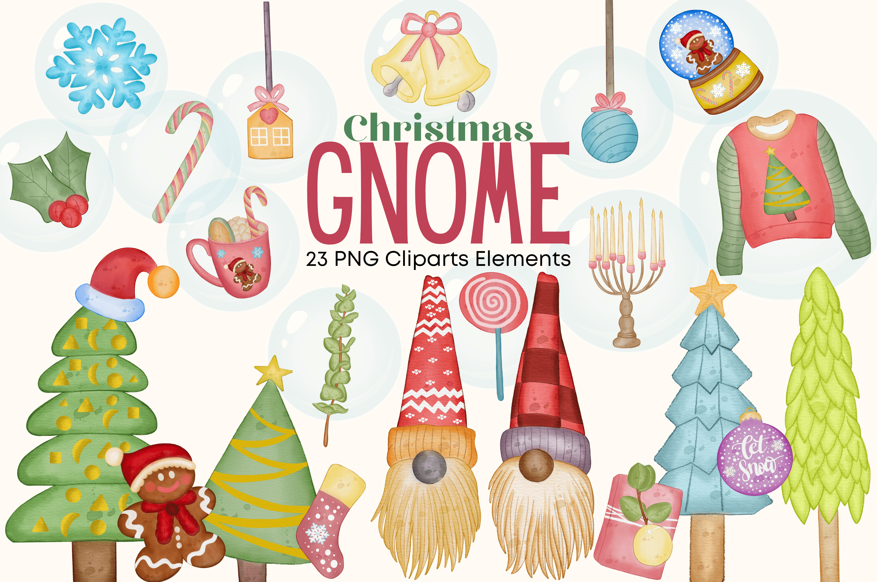 Christmas Gnome Clipart, Christmas Theme Graphic by AchiArt · Creative ...