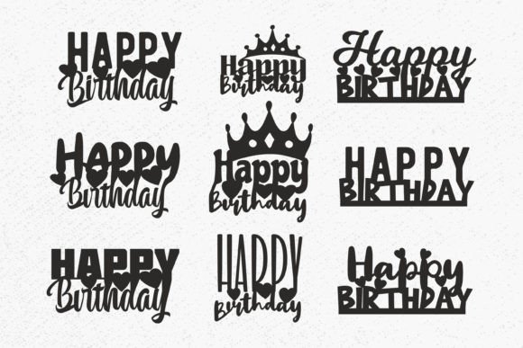 Happy Birthday Cake Topper SVG Bundle