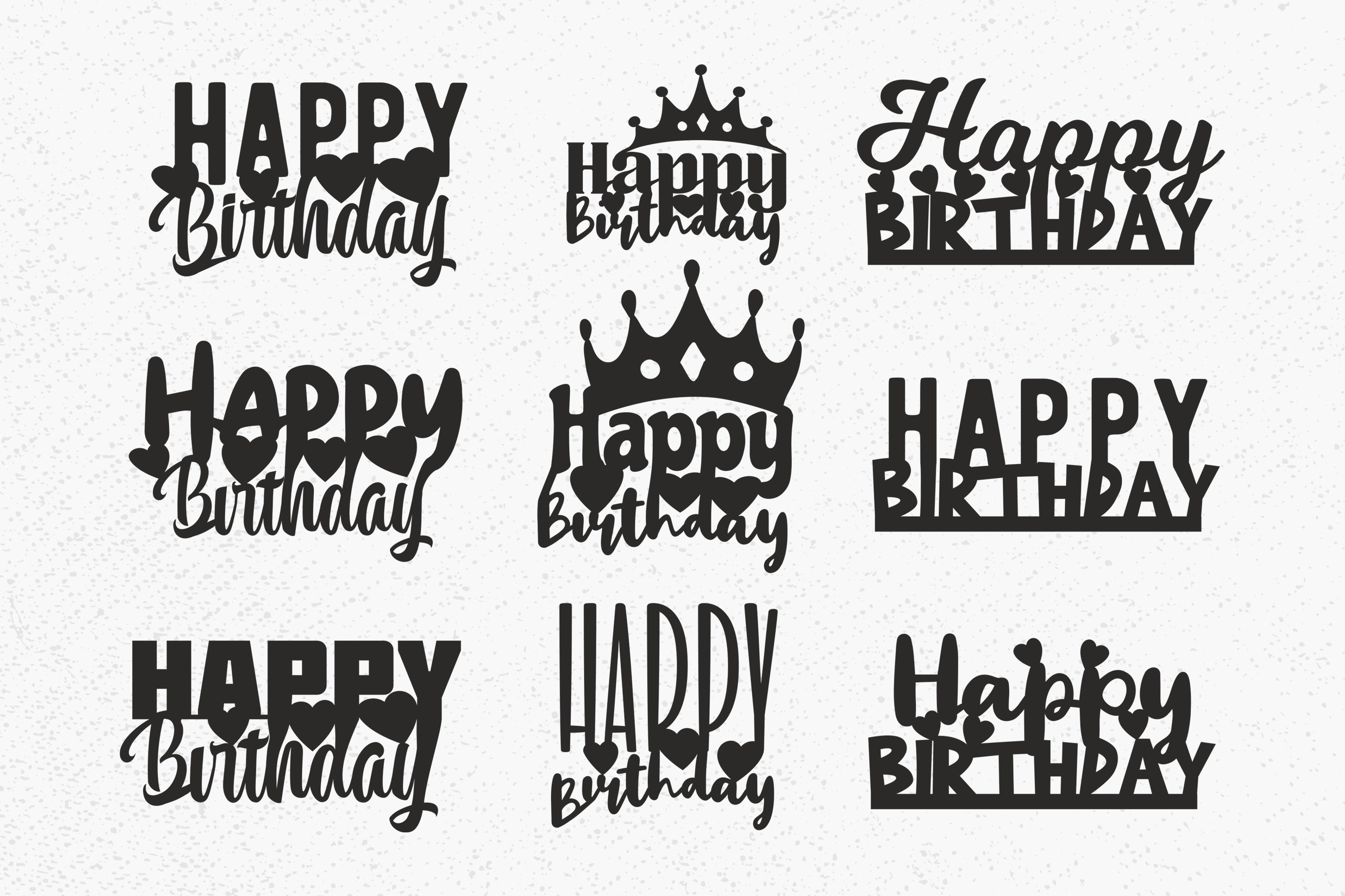 Happy Birthday Cake Topper SVG Bundle