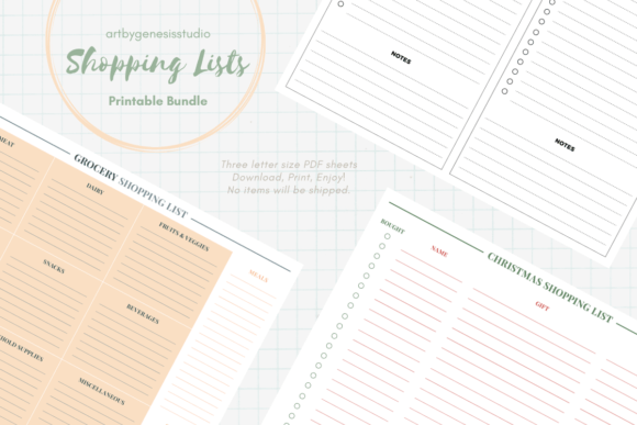 Printable Shopping Lists Bundle