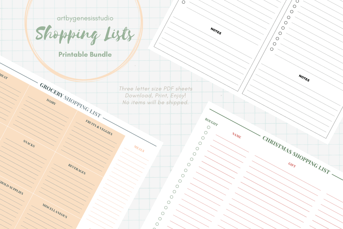 Printable Shopping Lists Bundle