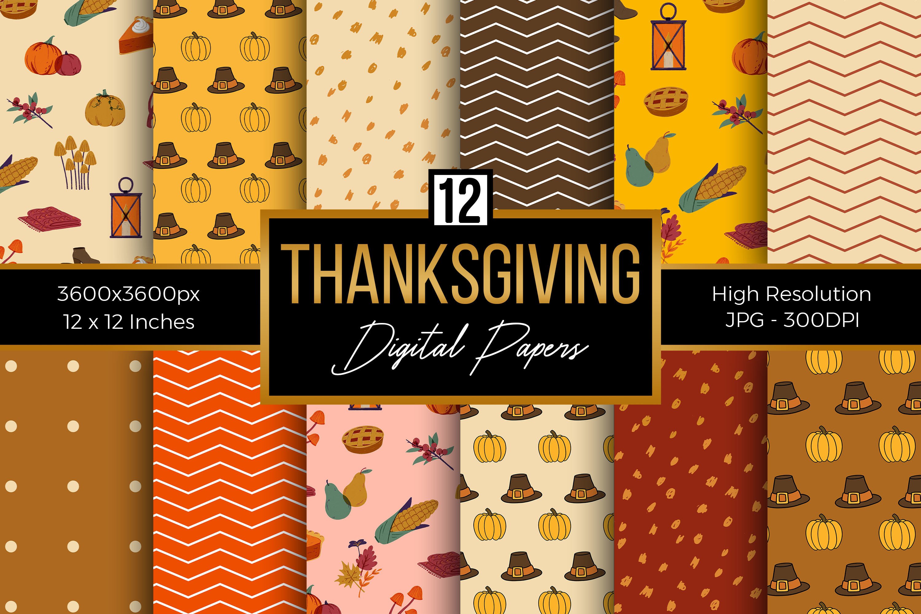 Thanksgiving Pumpkin Digital Papers Graphic by Creative Store ...