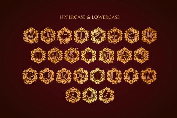 Crown Mandala Monogram Font - Preview 2