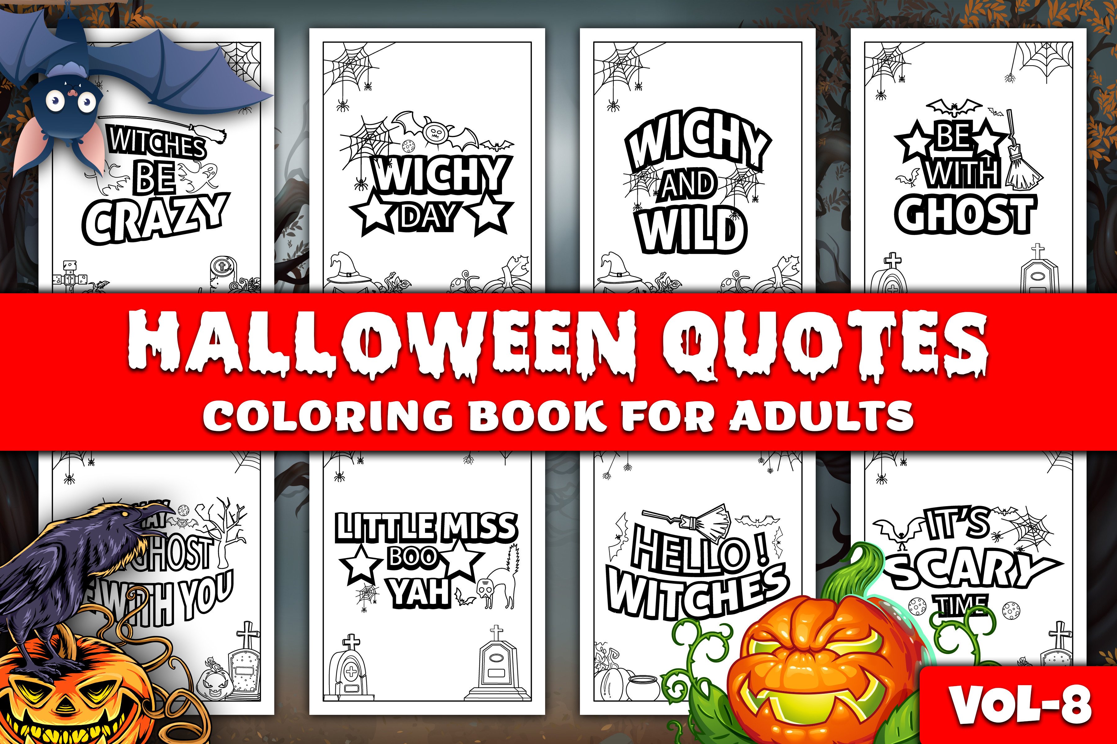 Halloween Quotes Coloring Pages, Vol-8.