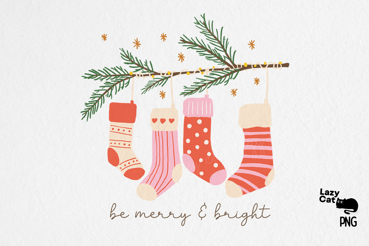 Hand Drawn Christmas Socks PNG Graphic by Lazy Cat · Creative Fabrica