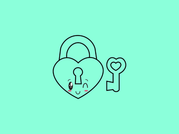Kawai Lock and Key Heart Line Background