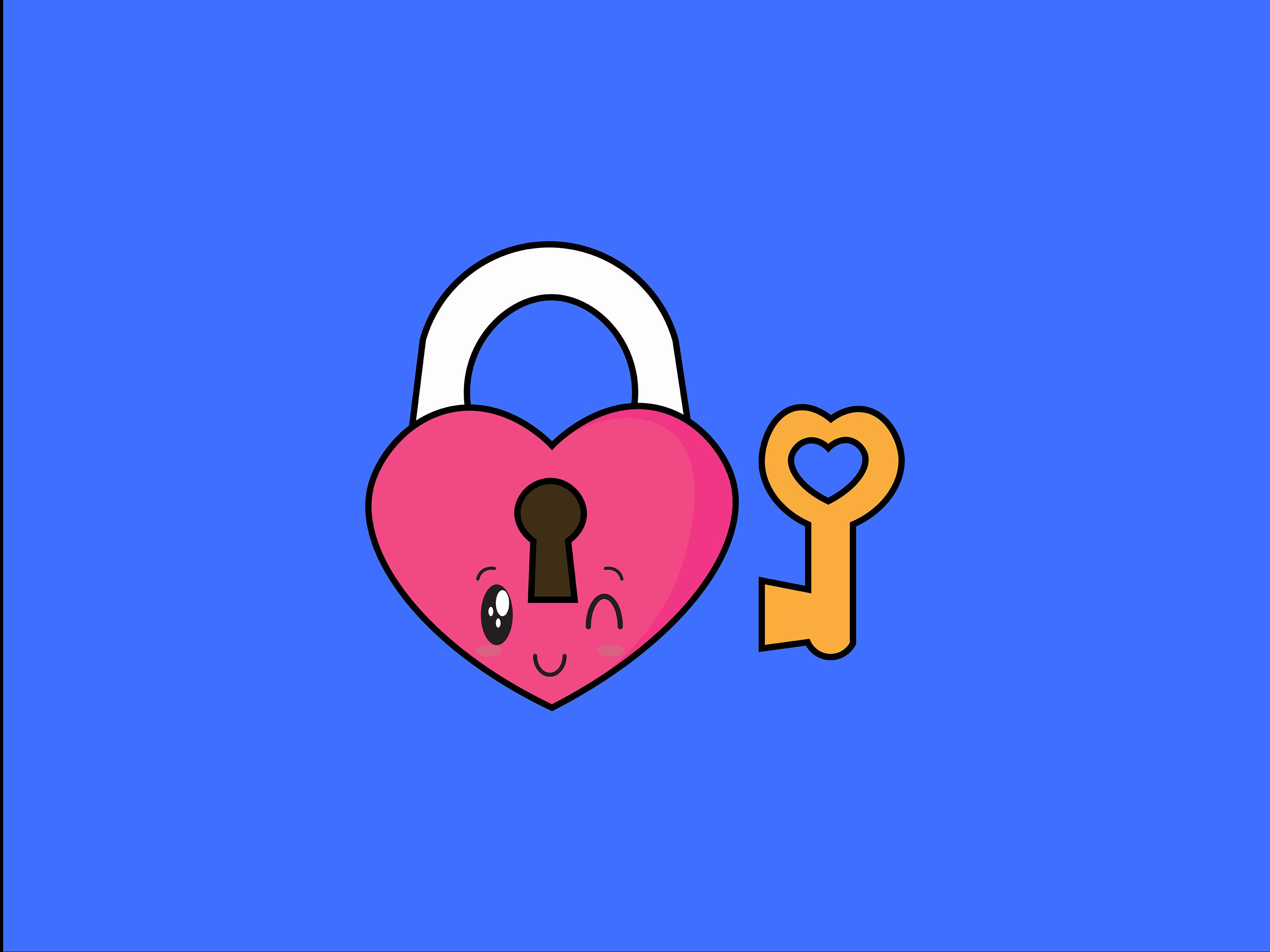 Kawaii Lock and Key of Heart Icon
