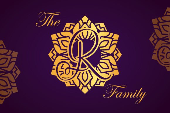 Leaf Mandala Monogram Font PNG with transparent background - Preview 1