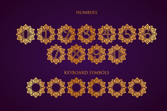 Leaf Mandala Monogram Font PNG with transparent background - Preview 3
