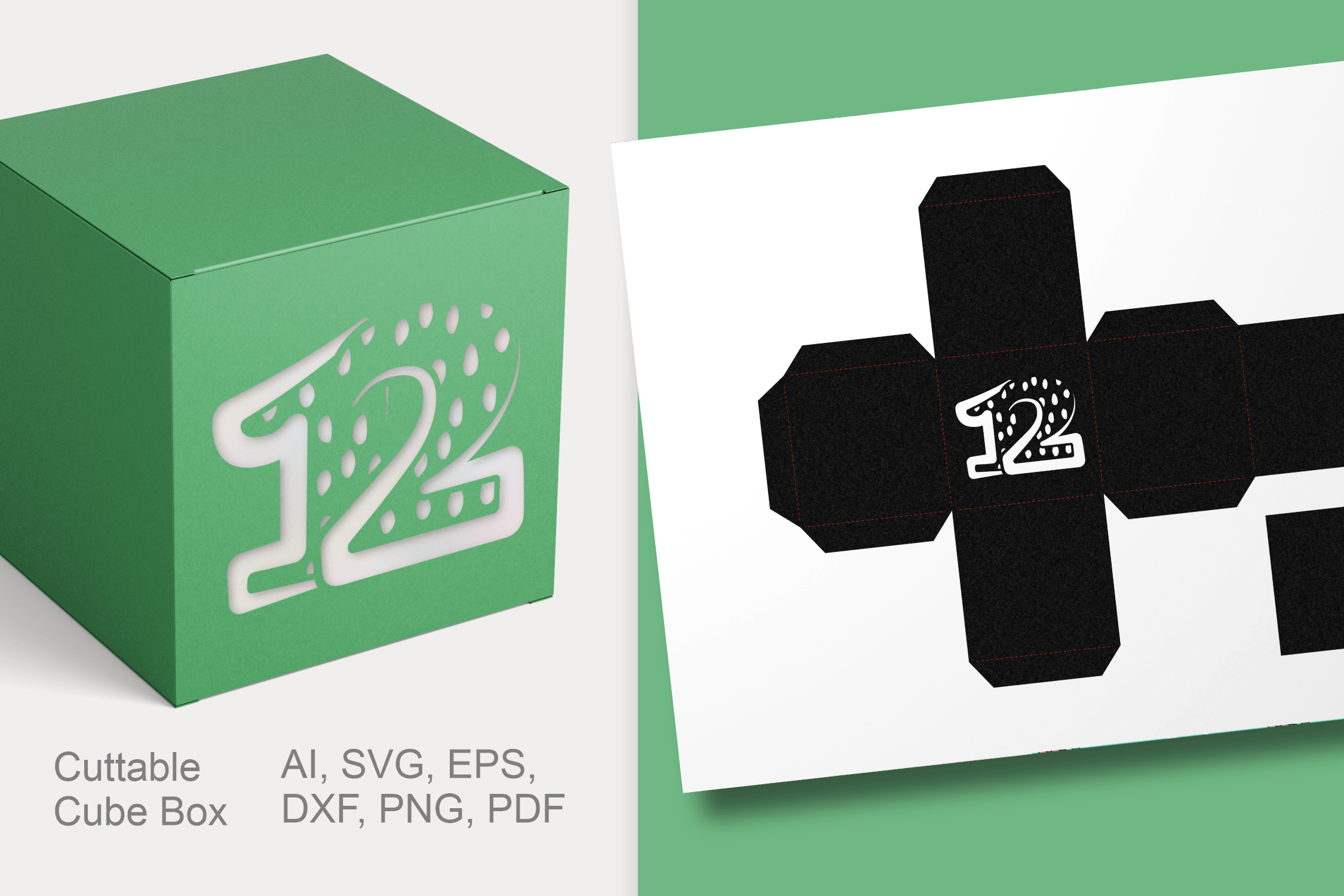 Number 12 Cube Gift Box Template SVG · Creative Fabrica