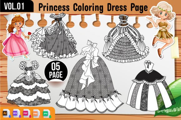 princess dress coloring book Cinderella Princess Dress Coloring Page