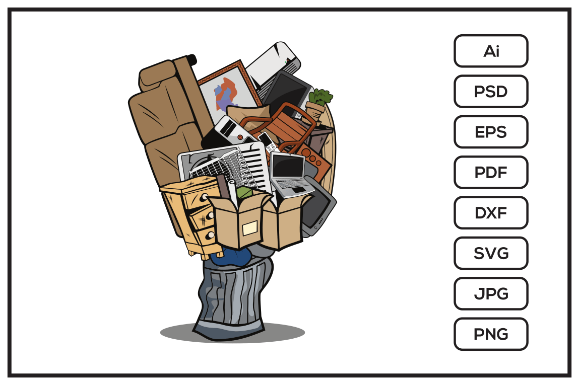 Trash Can Full of Household Junk Design Graphic by leamsign · Creative ...
