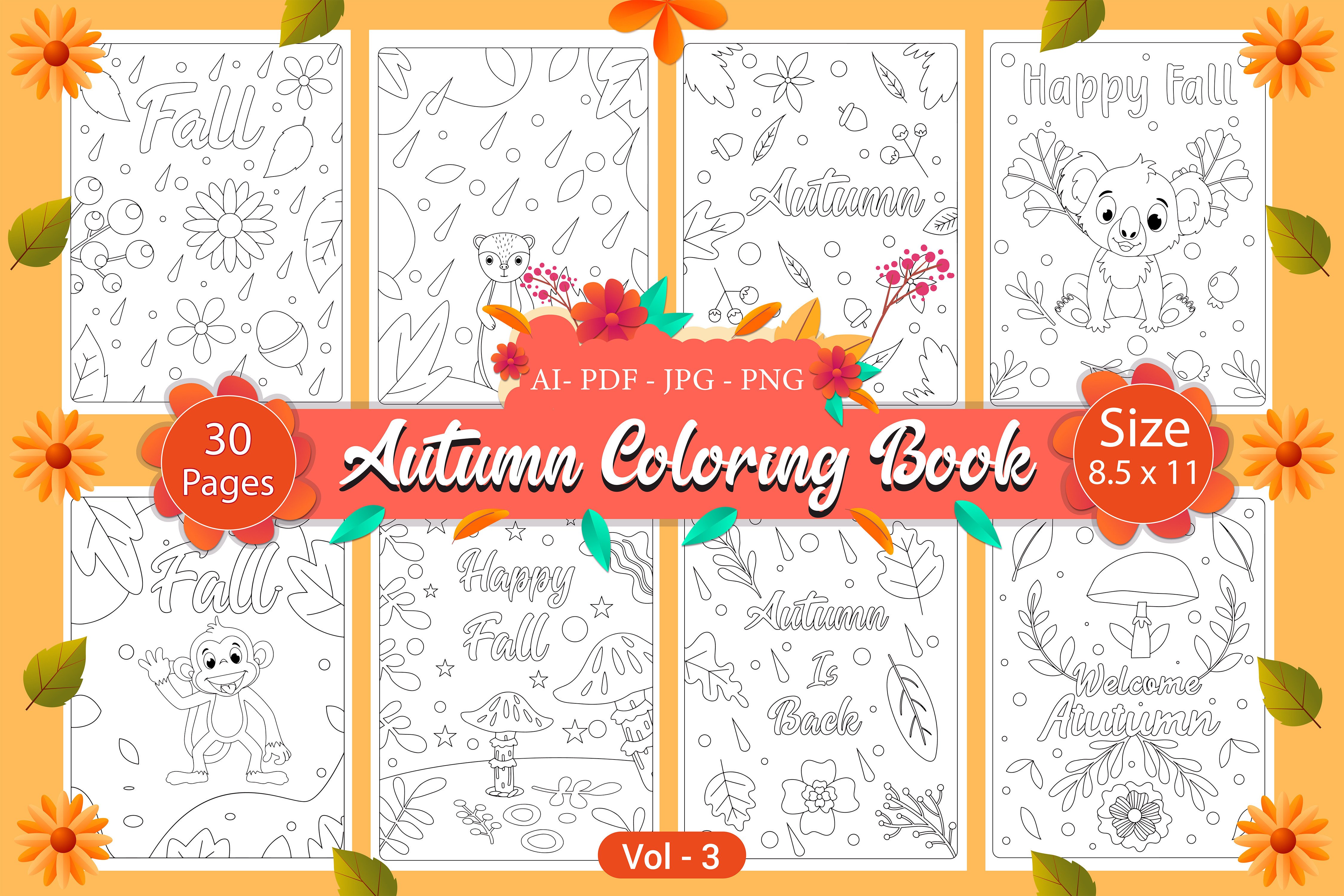 AUTUMN COLORING PAGES for KIDS Graphic by Milon Store · Creative Fabrica