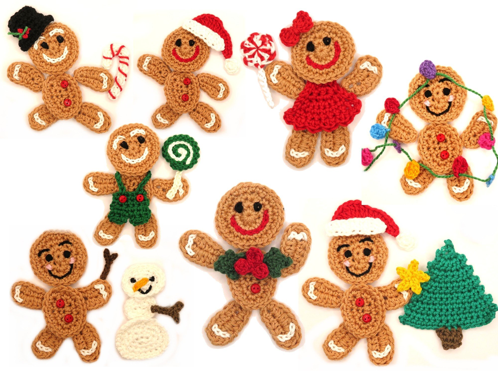 Gingerbread Man Crochet Applique Pattern