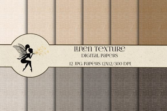Grey and Beige Linen Texture, Paper Set