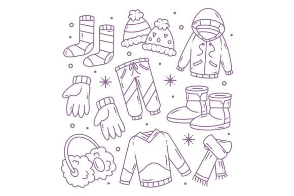 Hand-drawn Winter Clothes for Coloring Graphic by dzgnvibe  Creative  Fabrica