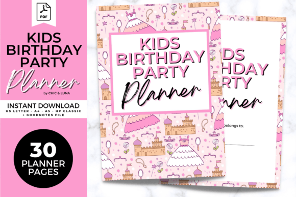 Kids birthday party planner printable with sections for planning a child's party