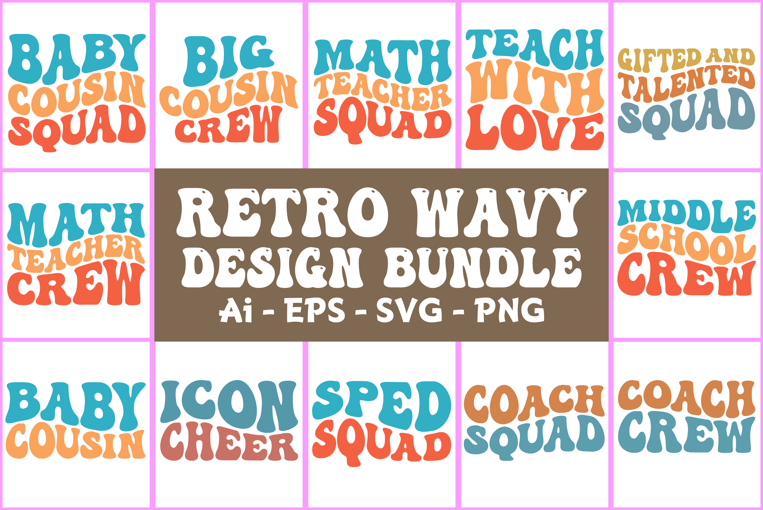 Retro Wavy Design Bundle Svg V1 Graphic by RaiihanCrafts · Creative Fabrica