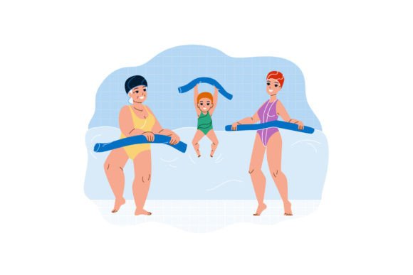 Aqua Aerobics Exercise Make Family Gráfico Iconos Por sevvectors