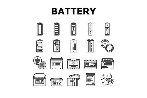 Battery Power Energy Electric Car Icons
