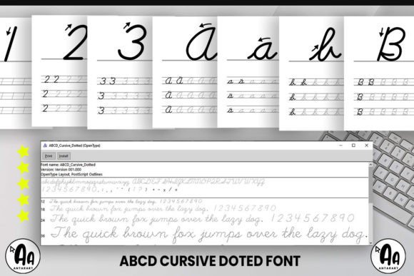 Abcd Cursive Dotted Font - Preview 1