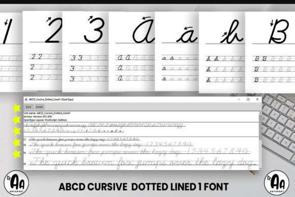 Abcd Cursive Dotted Lined1 Font - Preview 1