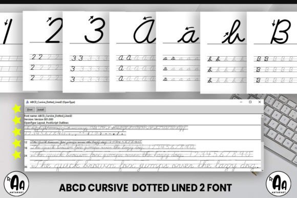 Abcd Cursive Dotted Lined2 Font - Preview 1