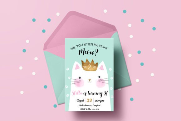 Cat Invitation Canva Template