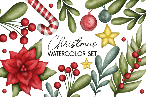 Christmas Decorations Watercolor Set Christmas Craft Cut File By Creative Fabrica Crafts