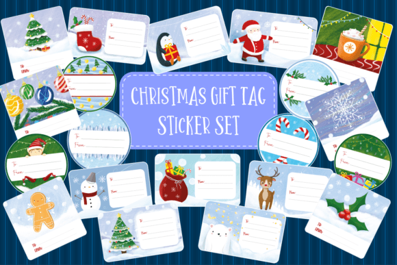 Christmas Gift Tag Sticker Set Christmas Craft Cut File By Creative Fabrica Crafts