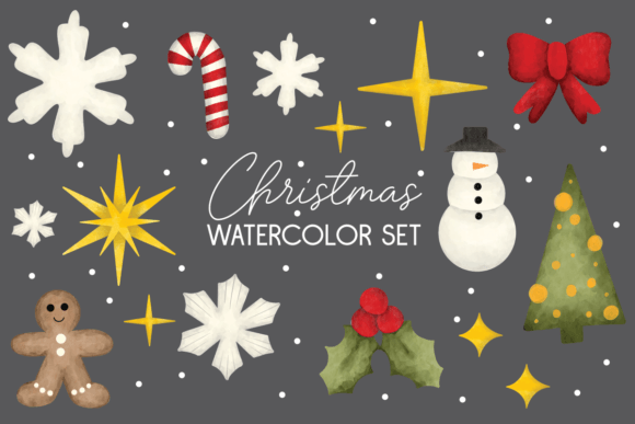 Christmas Watercolor Set Christmas Craft Cut File By Creative Fabrica Crafts