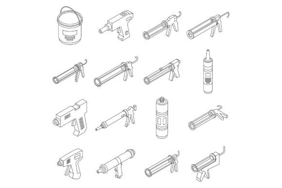 Silicone Caulk Gun Icons Set Vector Graphic Icons By ylivdesign