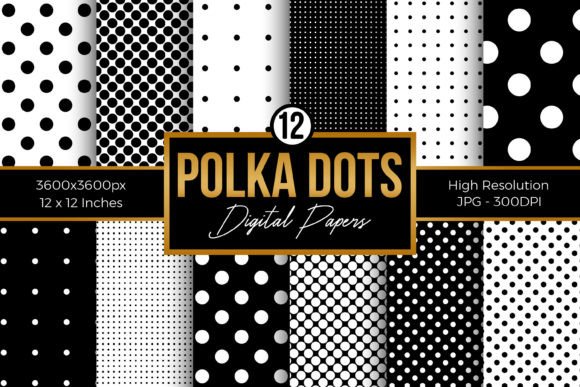 Black & White Polka Dots Digital Papers
