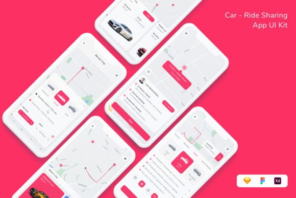 Car - Ride Sharing App UI Kit Graphic UX and UI Kits By betush
