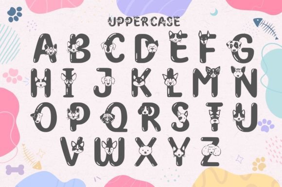 Cat and Dog Font PNG with transparent background - Preview 1
