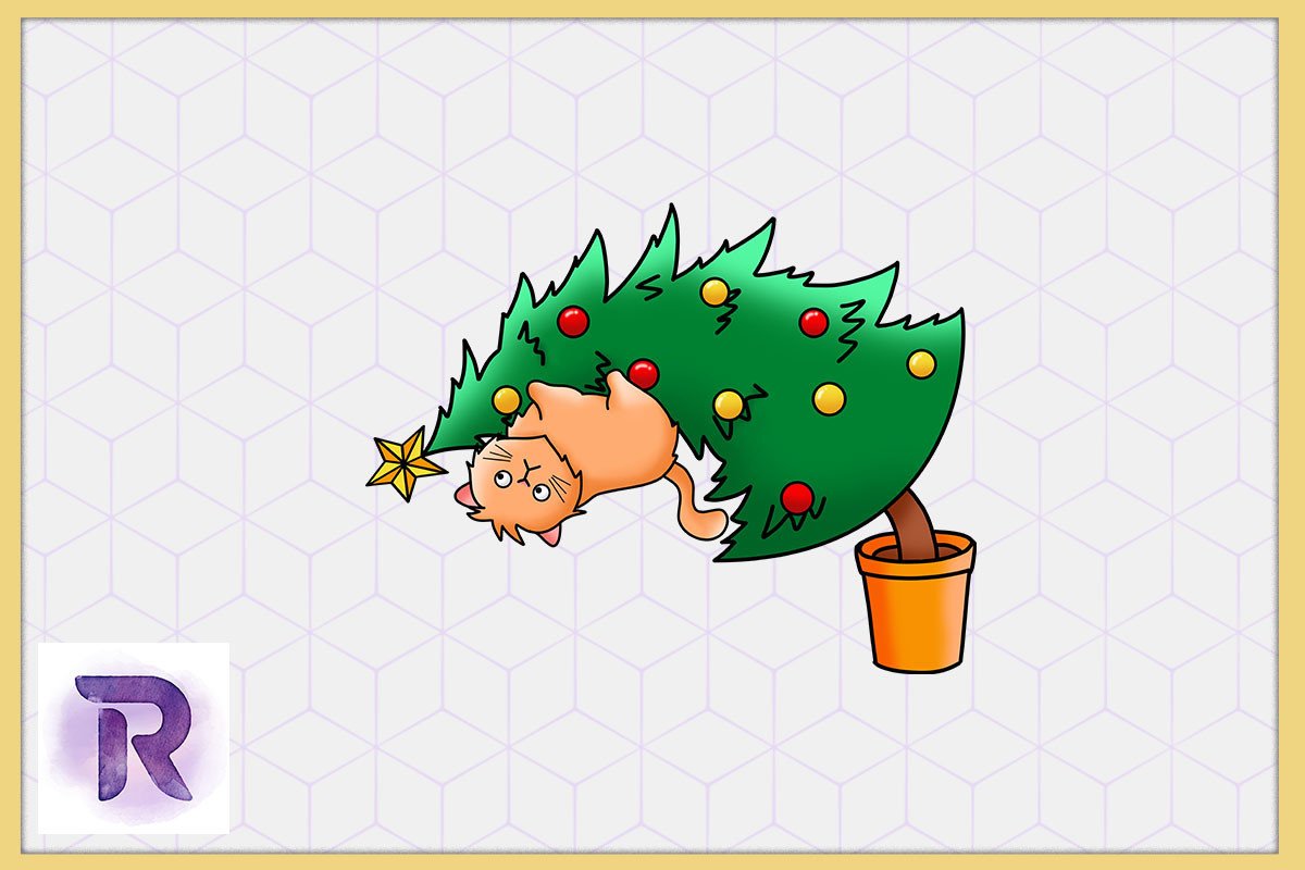 Christmas Tree Cat Naughty Funny Cat Graphic by Revelin · Creative Fabrica